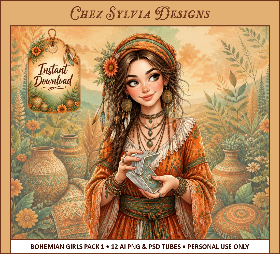 (image for) CSD - 12 AI Tubes Bohemian Girl Pack 1